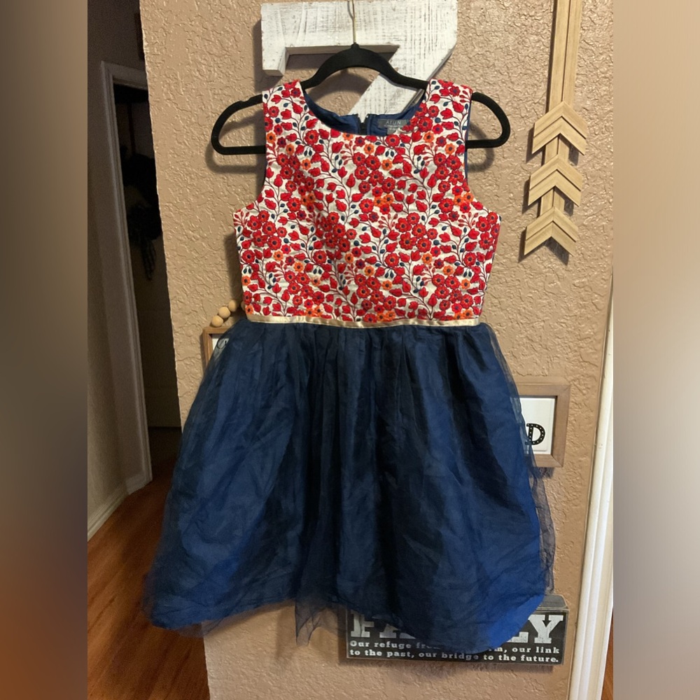 All Things Uber Nice A.T.U.N. Girls Embroidered Tulle Overlay Dress